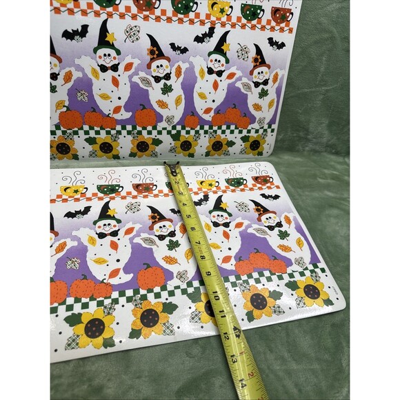 2 VTG Placemats Barth & Dreyfuss B&D Vinyl Halloween Fall Cute Ghosts Leaf Bats - Picture 5 of 7